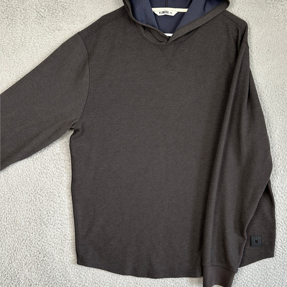 Linksoul Waffle Knit Hoodie Mens XL Black Thermal Performance Pullover Stretch